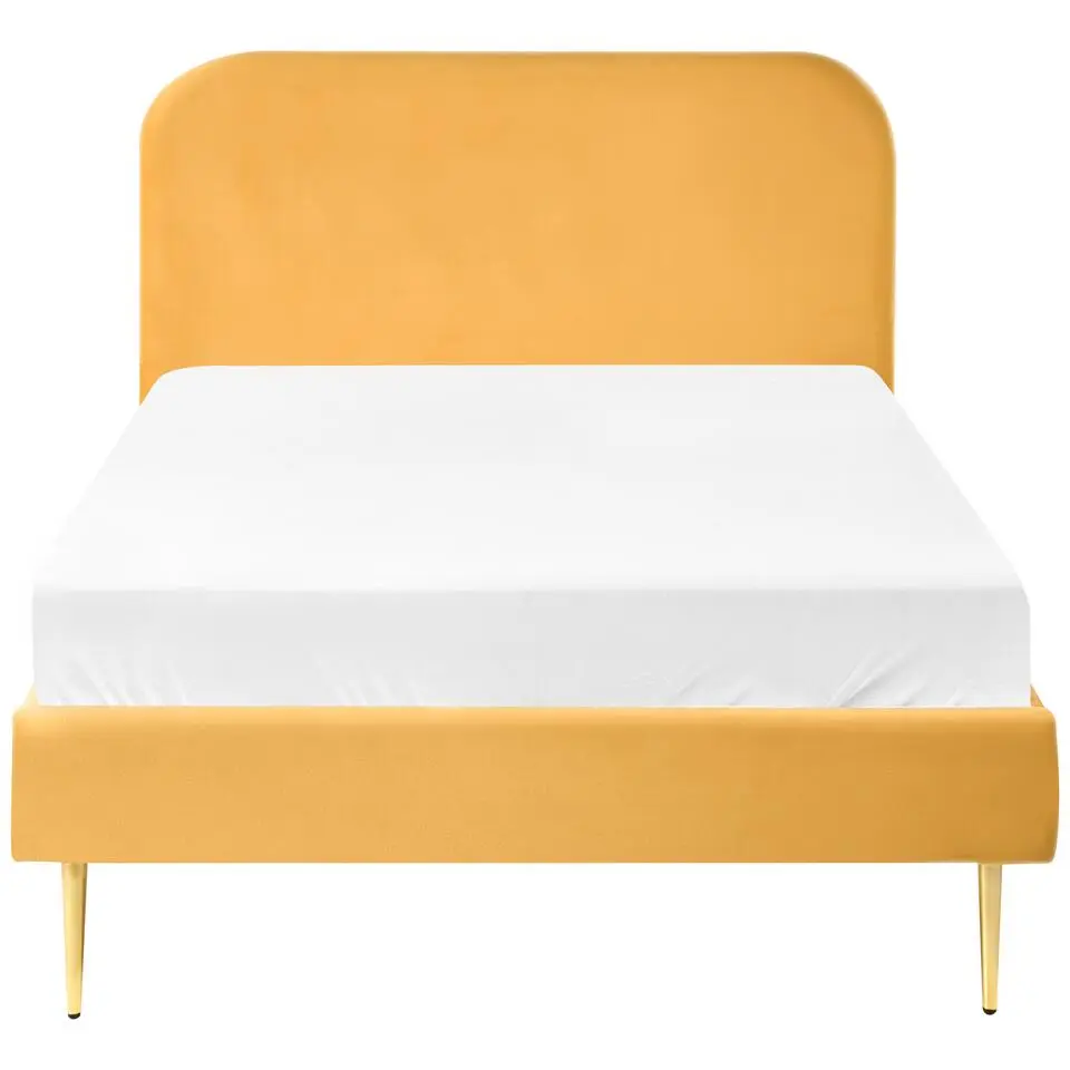 FLAYAT - Eenpersoonsbed - Geel - 120 x 200 cm - Fluweel