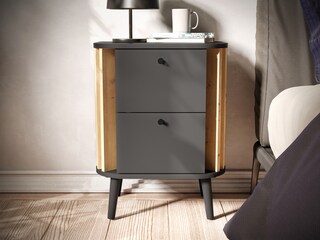 Nachtkommode PURE 45 x 60 cm grau-Dekor/Eiche-Dekor