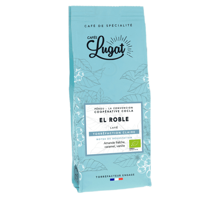 Café en grain bio : Pérou - El Roble - 250 g - Cafés Lugat