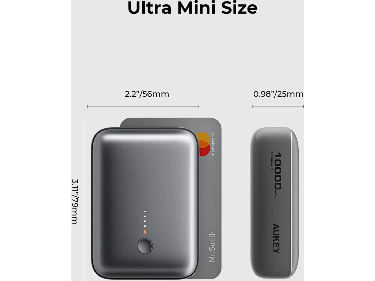 (20W) Spark Mini 10000mAh Powerbank USB C / USB A Ladegerät Power Delivery Quick Charge (PB-Y55 GR) - Grau