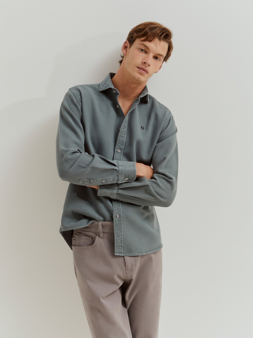 Camisa slim fit de algodão