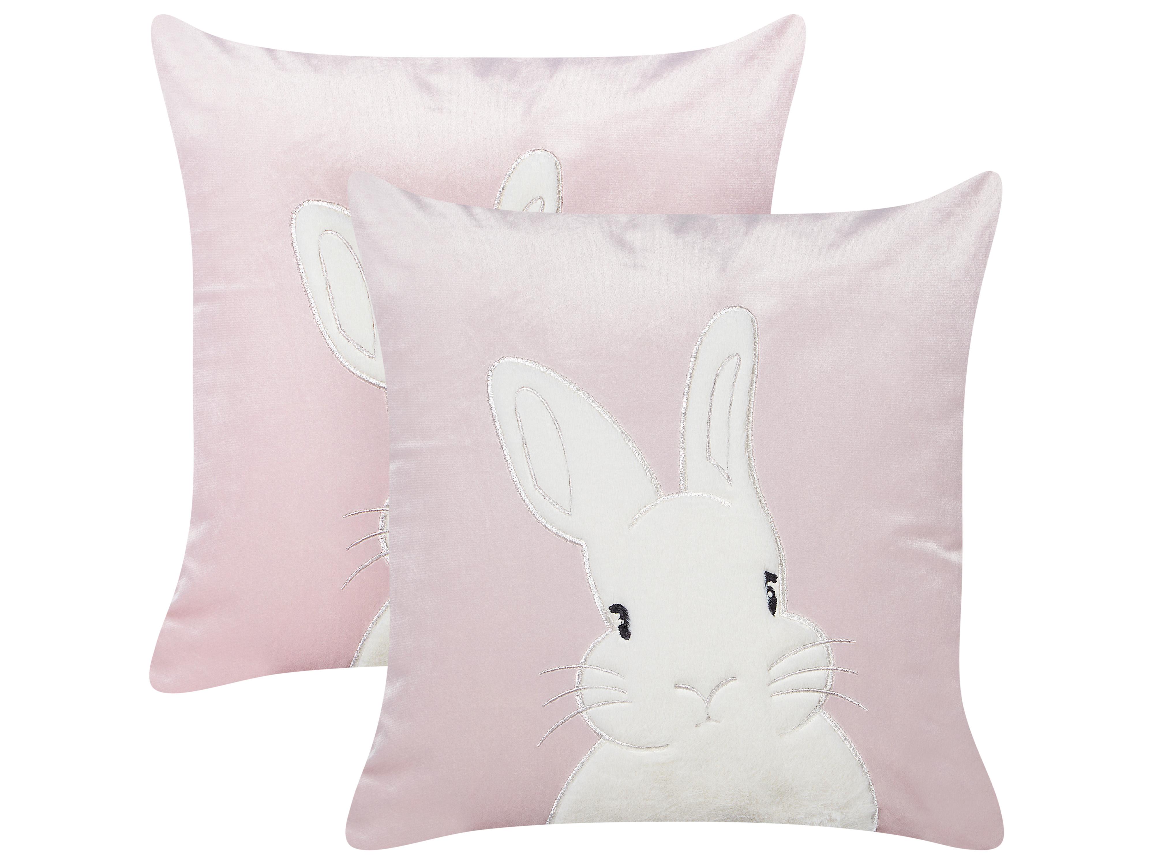 Set van 2 sierkussens IBERIS Fluweel 45 x 45 cm Roze