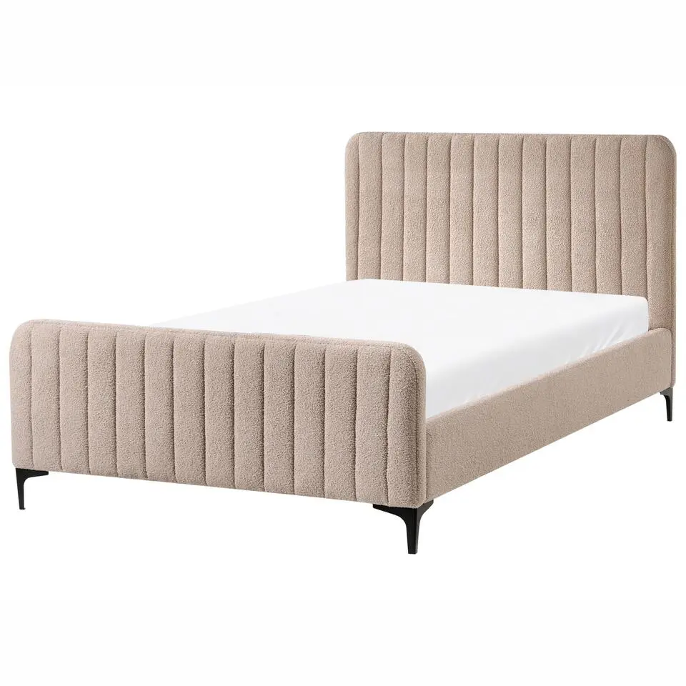 LUNAN - Tweepersoonsbed - Beige - 120 x 200 cm - Bouclé