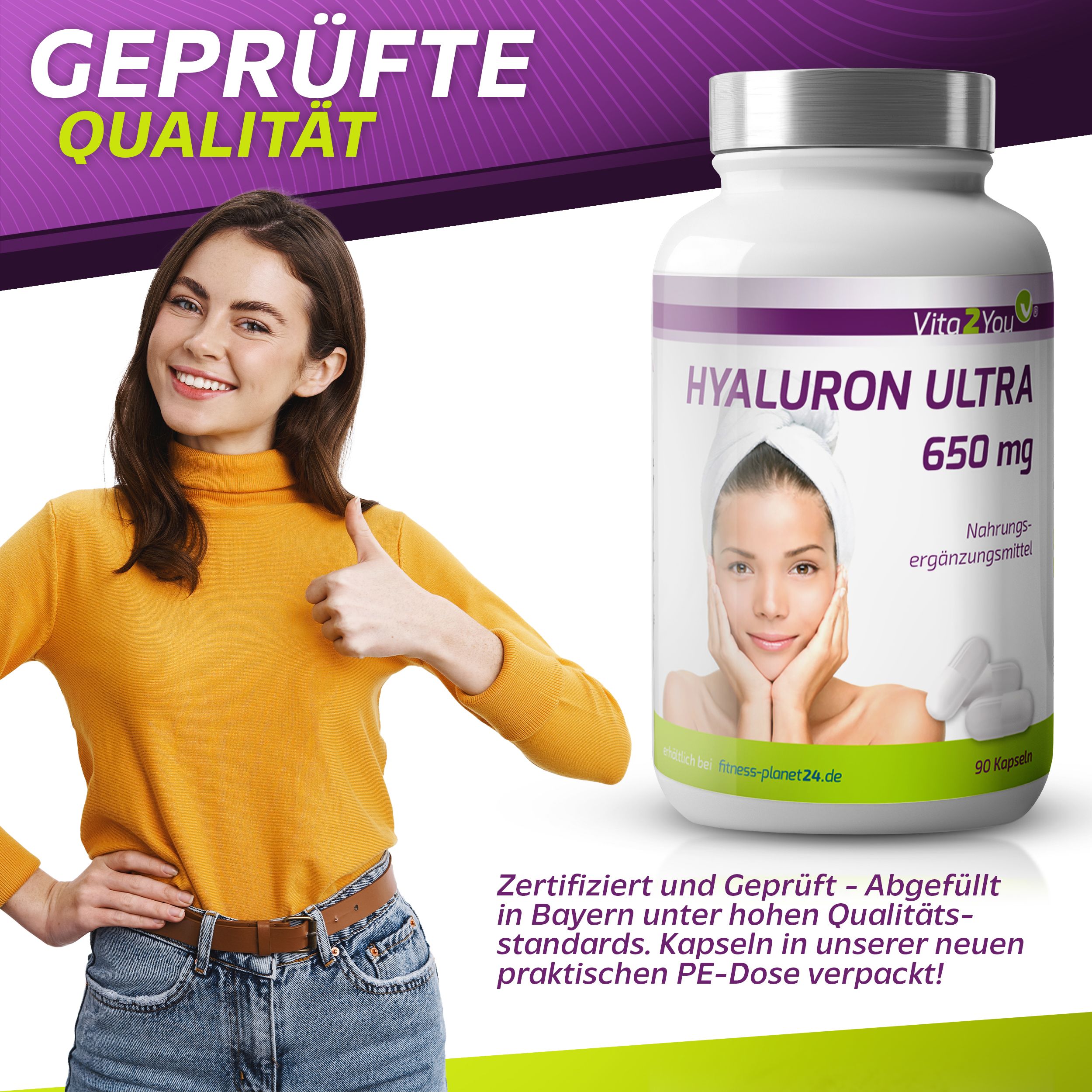 Vita2You Hyaluronsäure Ultra Kapseln 650mg