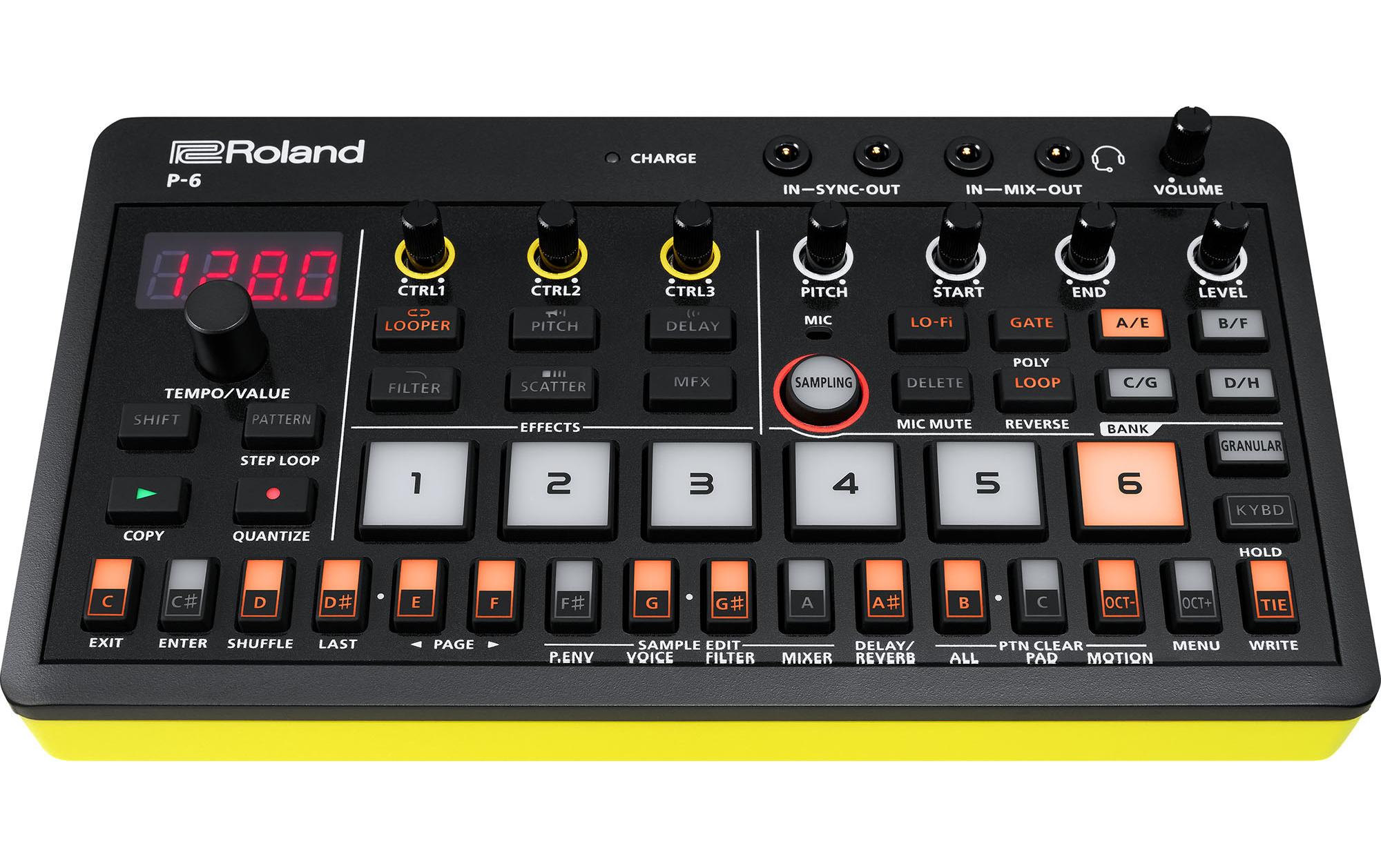 Synthesizer AIRA P-6 Creative Sampler<br>Kombiniert die berühmte Roland Sampling-Technologie mit fortschrittlichem Granular-Sounddesign und einem leistungsstarken Sequenzer in einem Gerät im Taschenformat