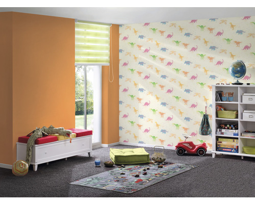Vliesbehang 38146-1 Little Love Dinos geel kleurrijk