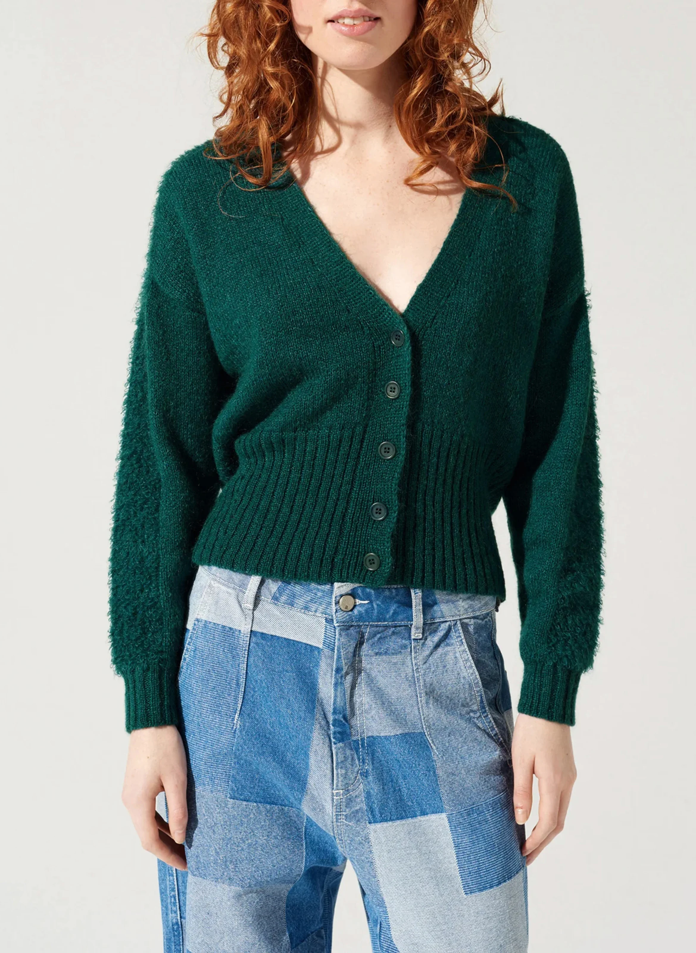 Cardigan boutonné| Vert