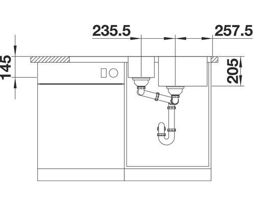 Blanco CLASSIMO 6 S-IF spoelbak, 1000 x 500 mm, geborsteld roestvrij staal, 525329, 1 bak met afdruiprek, bak rechts
