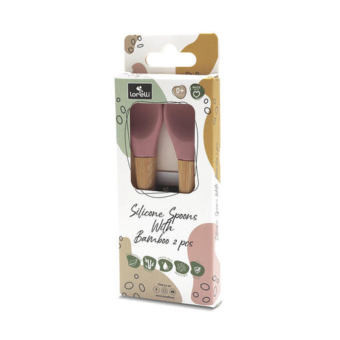 Lot de 2 cuillères en silicones manche bambou ROSE - LORELLI