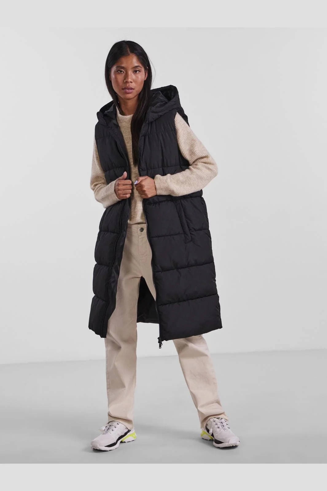 Pieces Pcbee New Long Puffer Vest 3718770 black