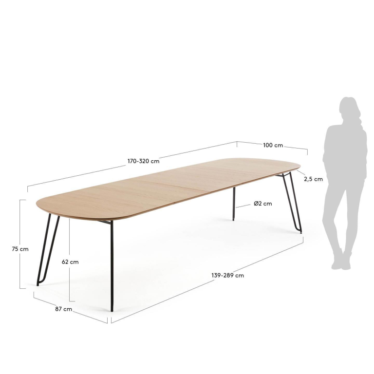 Kave Home Novac uitschuifbare tafel 170/320x100