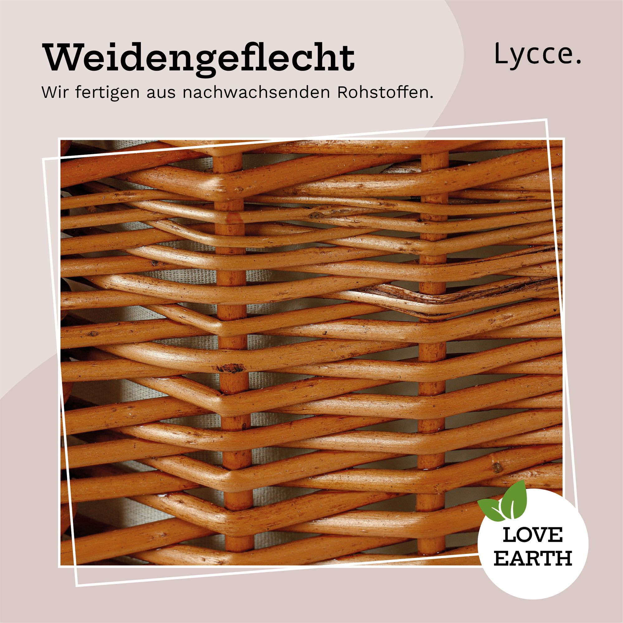 Lycce Nischenwäschekorb 60L mit Deckel, aus Weide geflochten