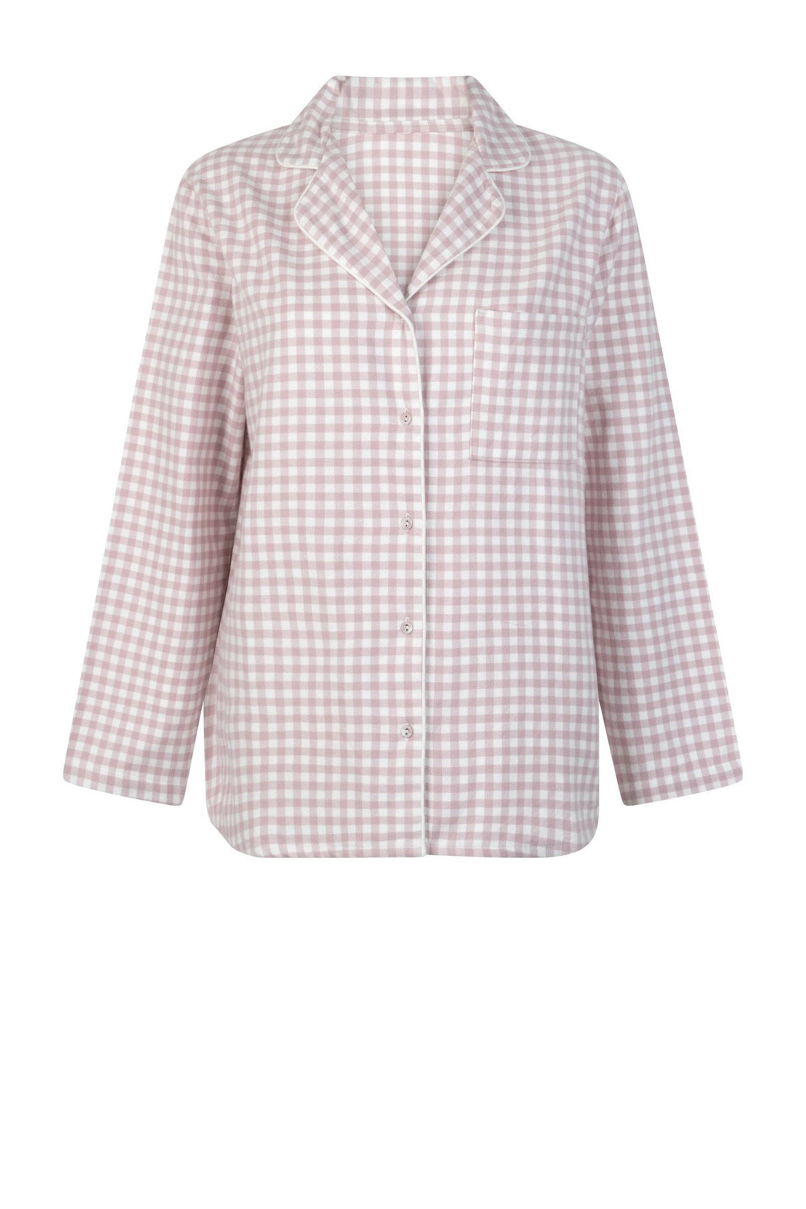Hunkemöller flanellen pyjamatop roze/wit