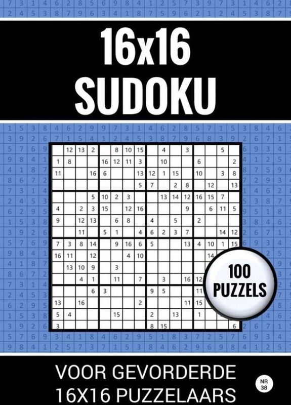 Puzzelboek - 100 Medium Sudoku - 16x16 - A4 - Zwart/Wit - Paperback