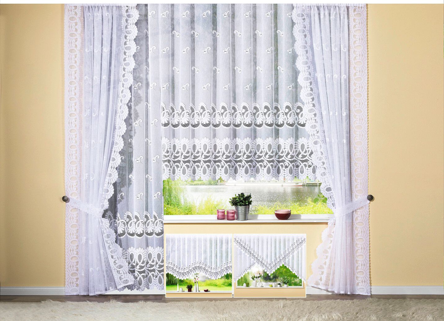 Blumenfenster-Vorhang mit Automatikfaltenband