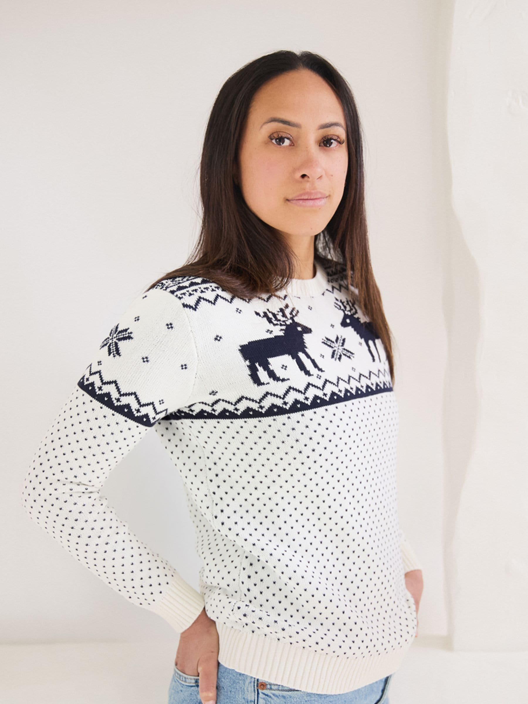 Crème - The Little Tailor kersttrui met rendierfairislepatroon