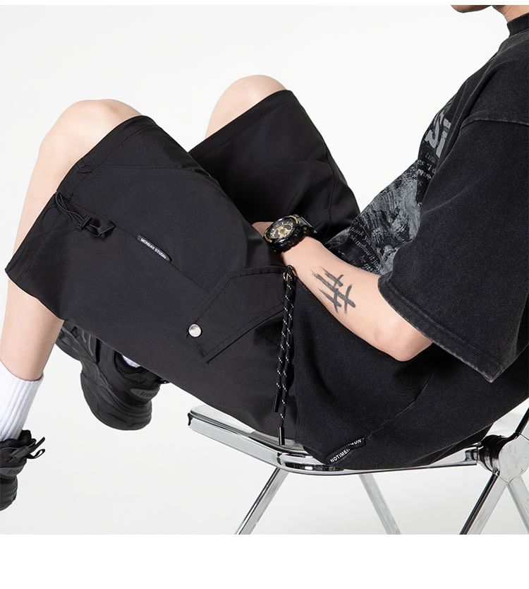 Cowpow - Mid Rise Plain Cargo Shorts