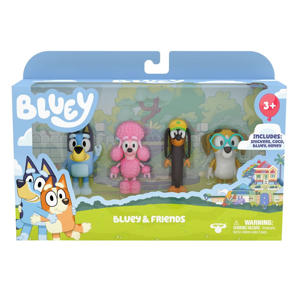 Bluey - Figur 4-pakke - Bluey & Venner