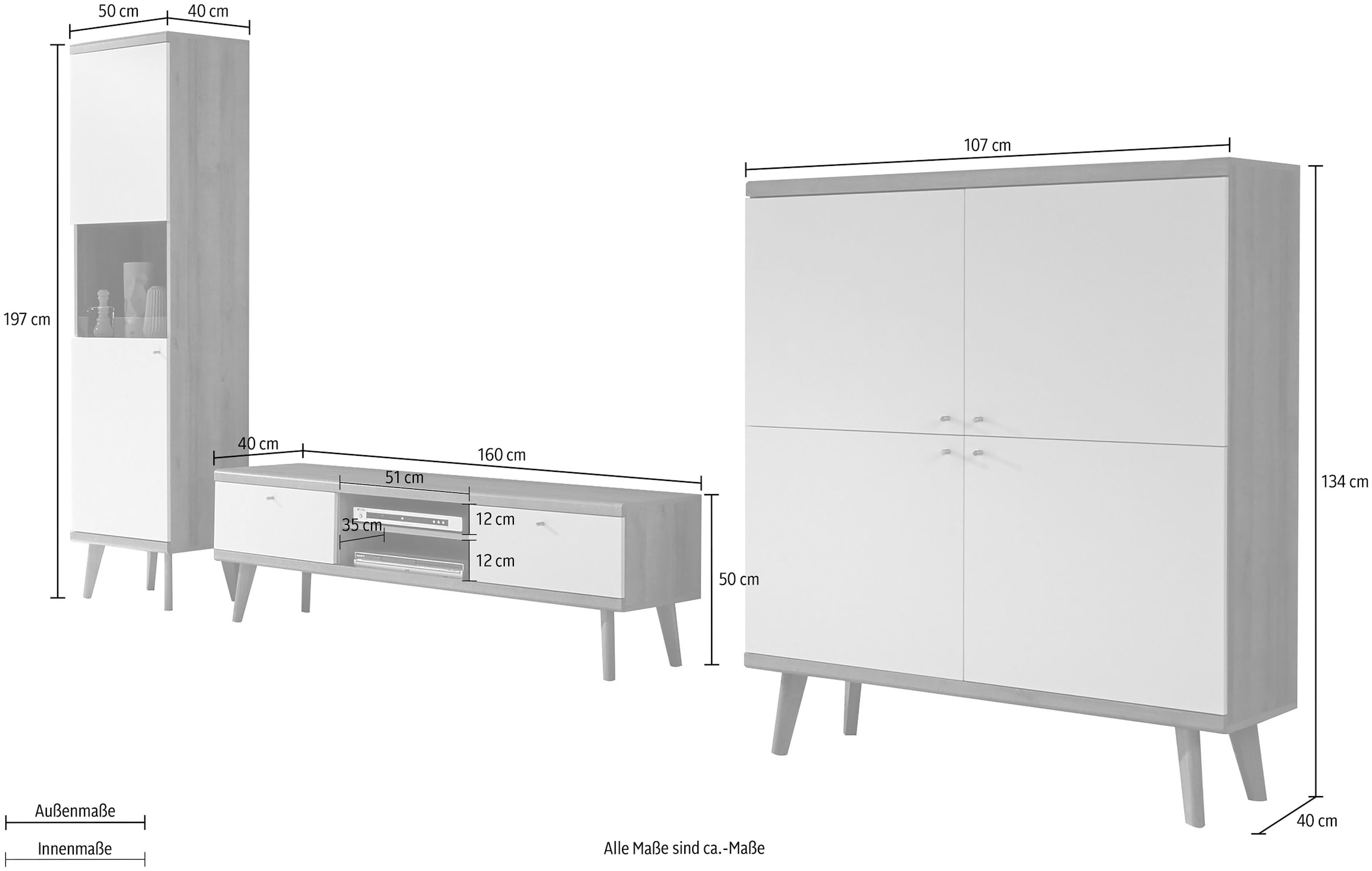 Home affaire Wohnwand »Merle« Set, 3 Stk. tlg.