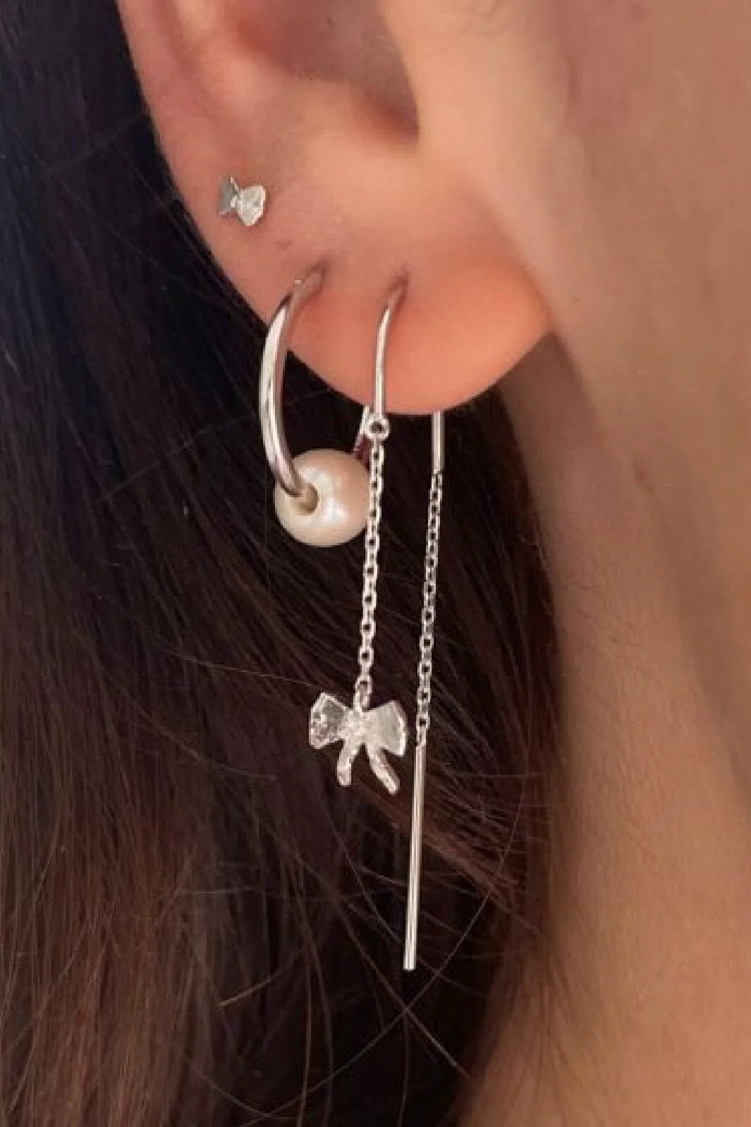 Stine A Tres Petit Bow Earring Silver