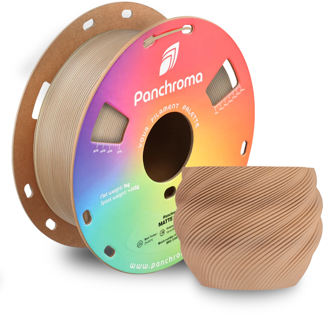 Polymaker  Panchroma™ PLA Dual-Gradient Matte Wood, 1,75 mm / 1000 g    Wunderschöne Farbverläufe mit mattem Finish in Wood