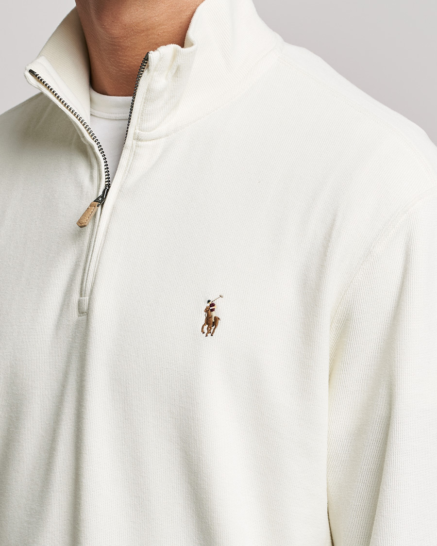 Polo Ralph Lauren Double Knit Jaquard Half Zip Sweater Parchment Cream