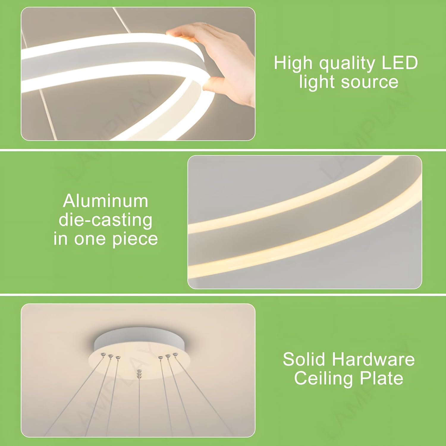 Runde Moderne LED-Pendelleuchte, 1 Weiß Ring-Kronleuchter, Dimmbar Mit Fernbedienung 3000K-6000K Deckenleuchte, Höhenverstellbar, Foyer, Wohnzimmer, Schlafzimmer, Esszimmer(Ø60cm)