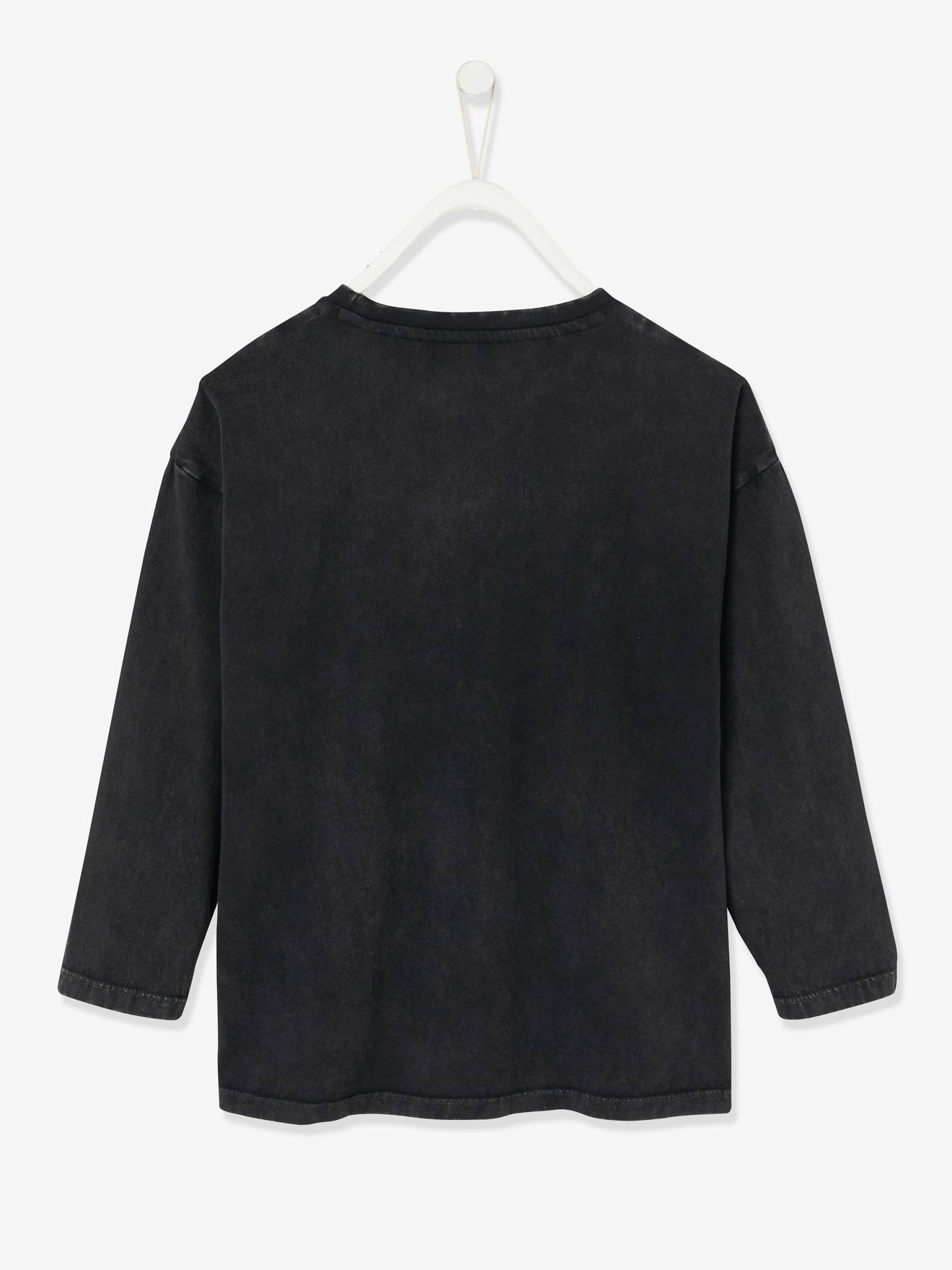 Camiseta infantil masculina lisa cinza médio com estampa de guitarra com efeito vintage.