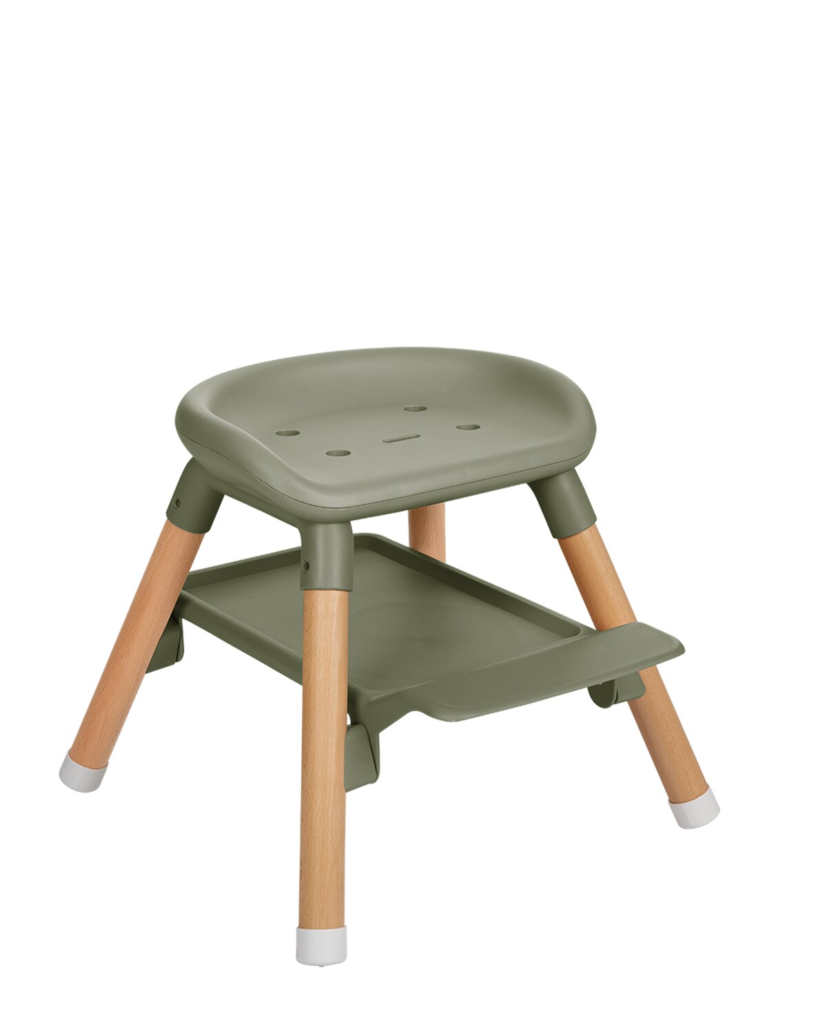 Kikkaboo Kinderhochstuhl Woody 3 in 1 Holzbeine Kinderstuhl Fußstütze Tablett grün