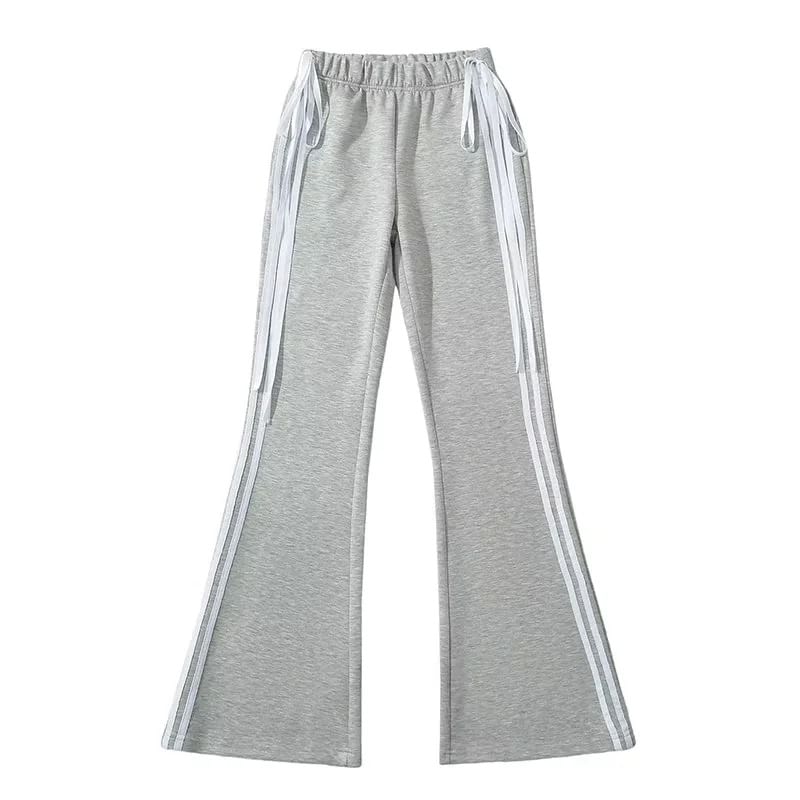 Asiris - High Rise gestreepte strik accent slim-fit wijde joggingbroek