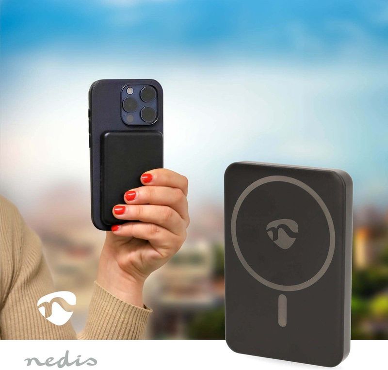 Nedis - Powerbank - Draadloos Laden - USB-C PD 20W - 5000 mAh