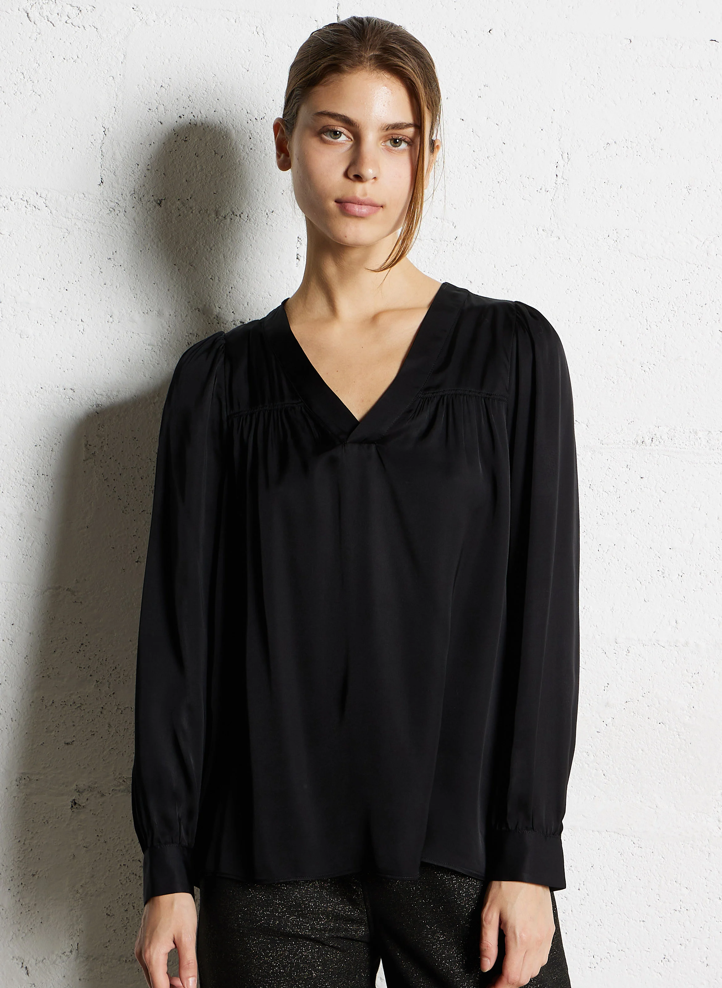 CHIMEL - Blouse col V| Noir