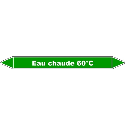 Marqueur tuyauterie - Eau chaude 60°C - Vinyle laminé - NFX 08-105