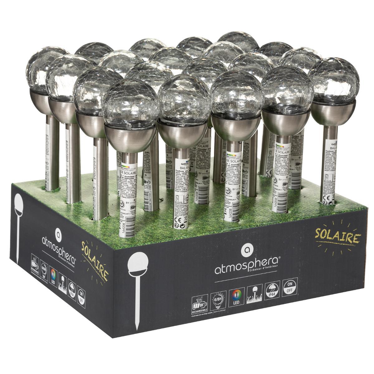 BALISE SOLAIRE INOX ET VERRE SIVA H.36CM