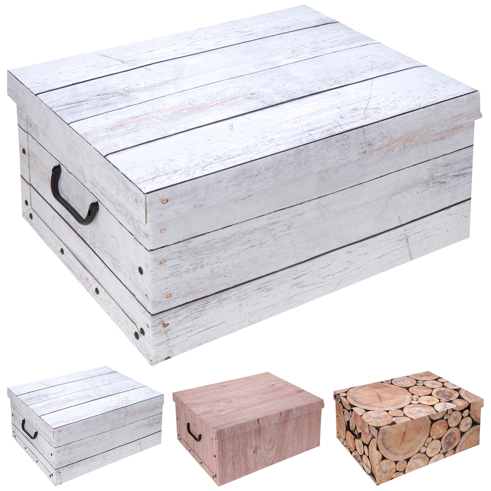 Aufbewahrungsbox - sortiertes Design - Holzoptik - 37x51 cm