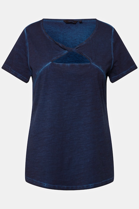 T-Shirt, Cut-Out, Slim, Rundhals, Halbarm, cold dyed