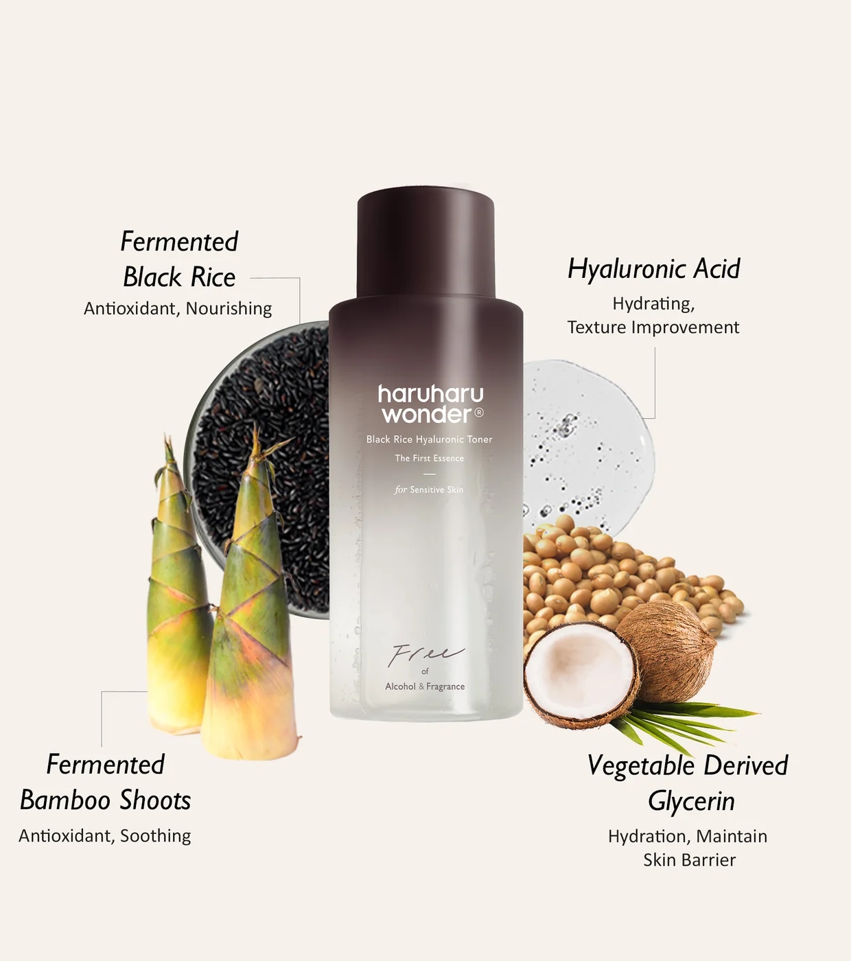 Haruharu Wonder - Tônico Facial Black Rice Hyaluronic Free Fragance - 300ml