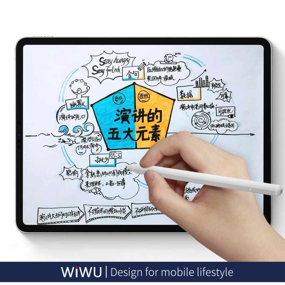 Magnetischer Touch Pen Stylus Pencil Universal (iOS / Android) - Weiss
