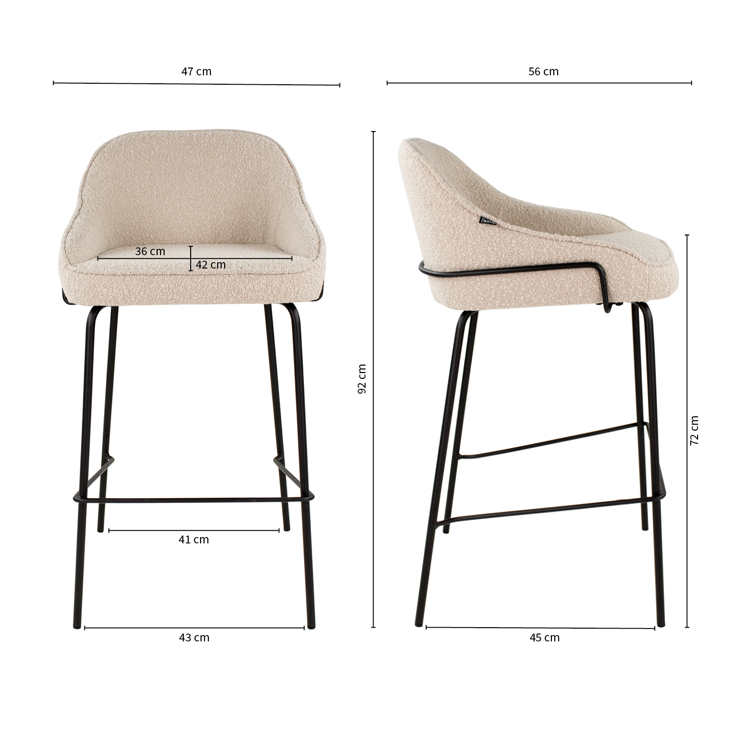Kick barkruk Sepp - Bouclé - Beige