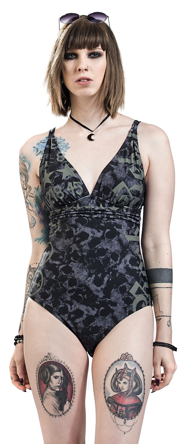 Maillot De Bain Noir Avec Motif Crânes & Imprimés | Rock Rebel by EMP Maillot de bain