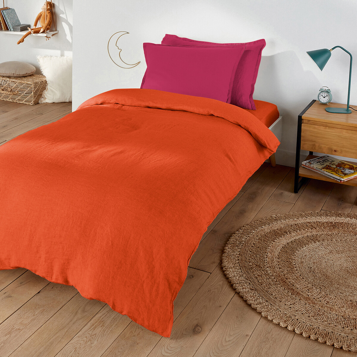 LA REDOUTE INTERIEURS<br>Lençol justo de linho lavado, bainha 30 cm, Linot