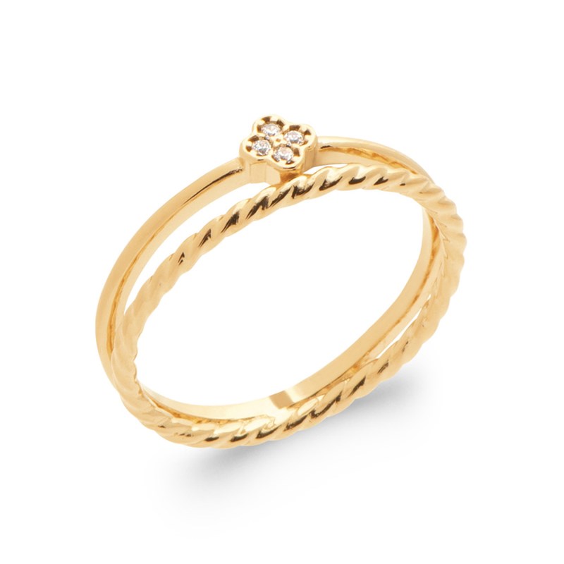 Bague Femme - Plaqué Or - Oxyde de zirconium