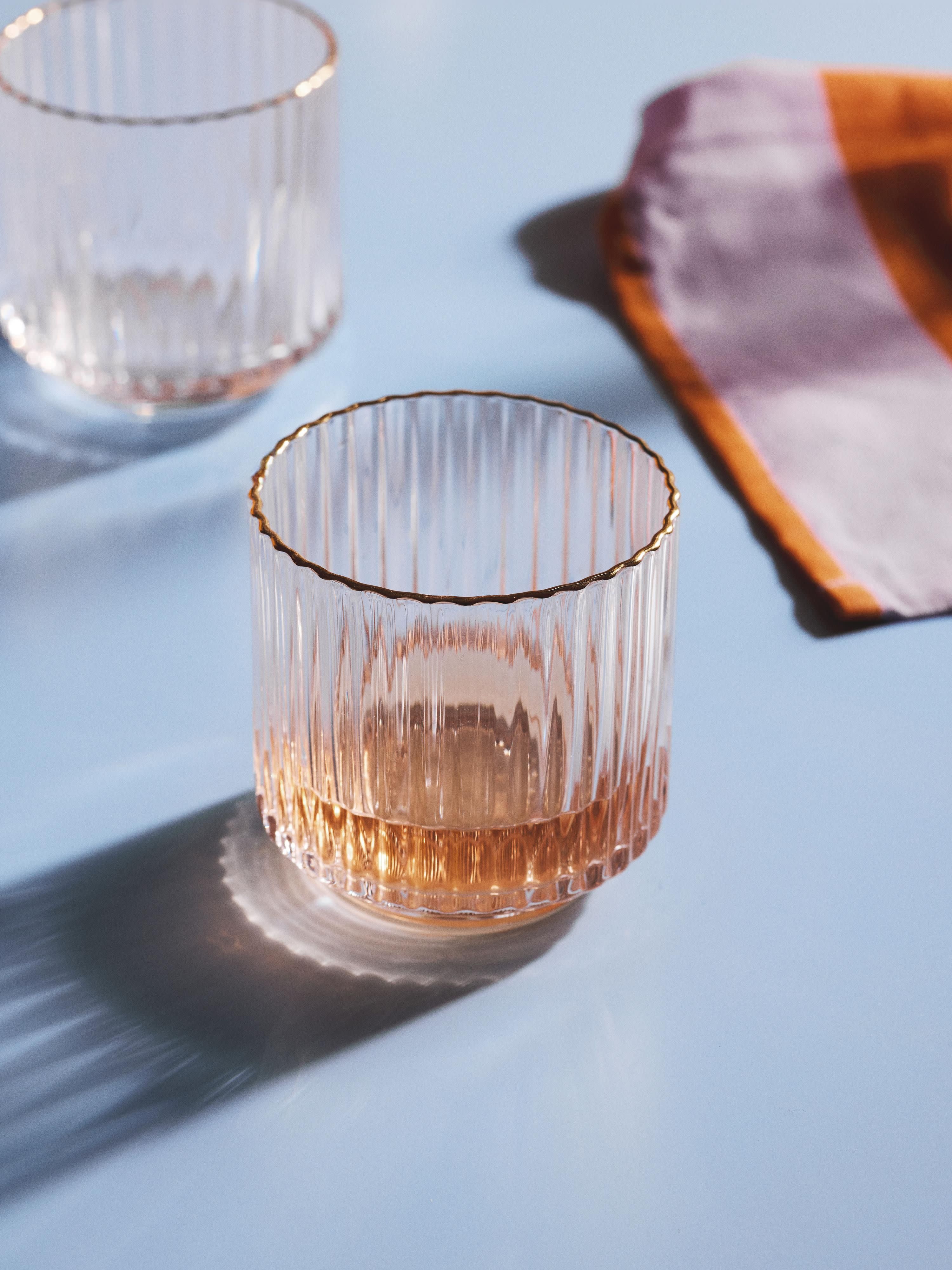 Mondgeblazen drinkglazen Aleo met gouden rand, 4-delig