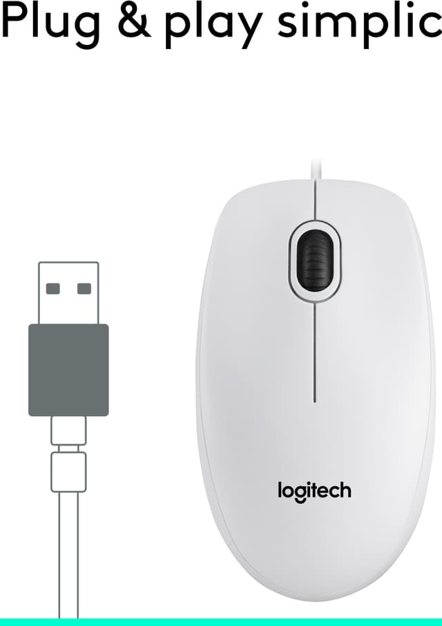Logitech M100 mus med ledning (hvid)