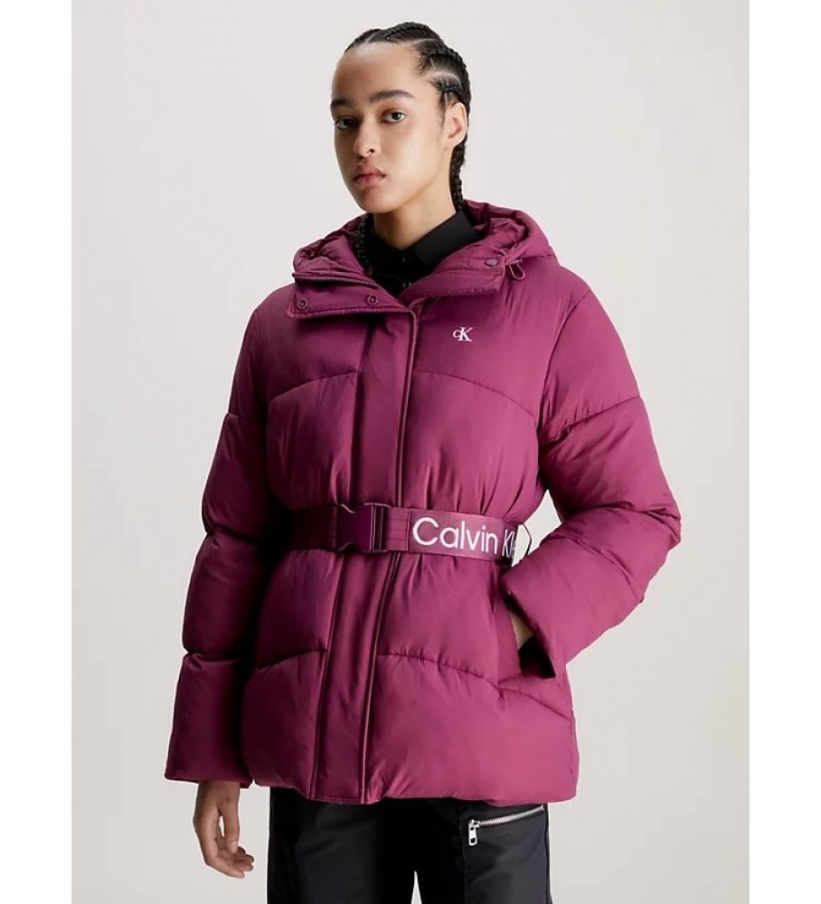 Jaqueta de nylon rosa com cinto da Calvin Klein Jeans