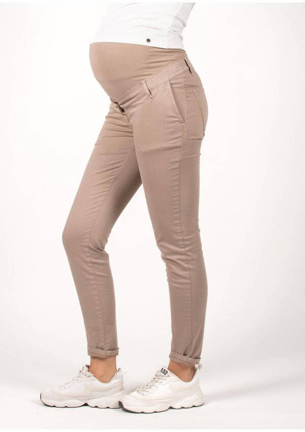 LOVE2WAIT regular fit zwangerschapsbroek Chino zand