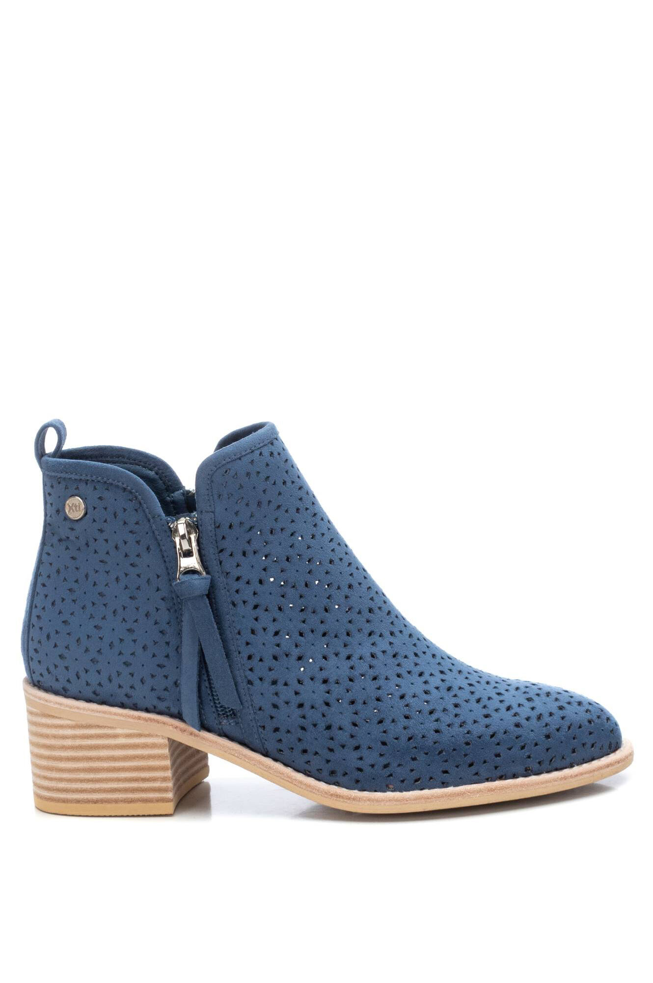 Botas de cano curto com salto para mulheres, Xti - azul médio