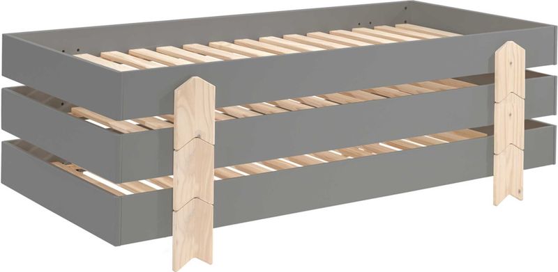 Vipack - Modulo Arrow - Eenpersoonsbed - Grijs - Stapelbaar - 90x200