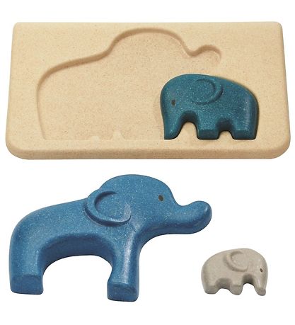 PlanToys Elefant Puslespil - Natur/Bl?
