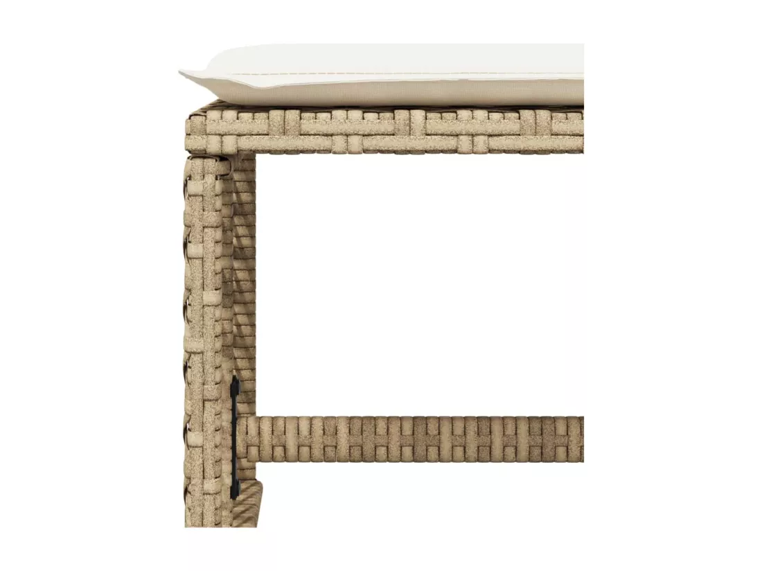 Ensemble à manger de jardin et coussins 11 pièces beige poly rotin